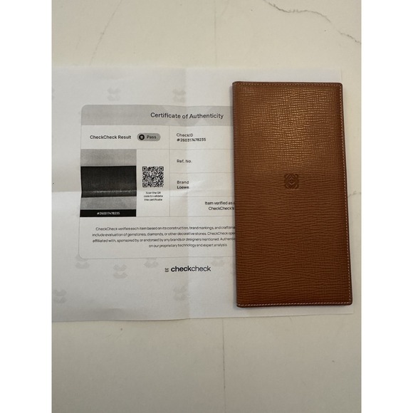 Loewe Handbags - Loewe Leather Long Wallet Brown Tan Anagram Logo Made In Spain - w/ COA